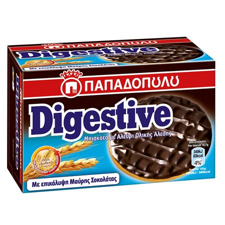 Digestive Μπισκότα με Επικάλυψη Μαύρης Σοκολάτας 200gr