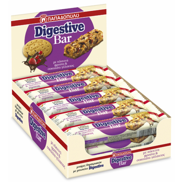 DIGESTIVE BAR ΜΕ ΚΟΚΚΙΝΑ ΦΡΟΥΤΑ KAI ΣΟΚΟΛΑΤΑ ΓΑΛΑΚΤΟΣ 28γρ 10τεμ
