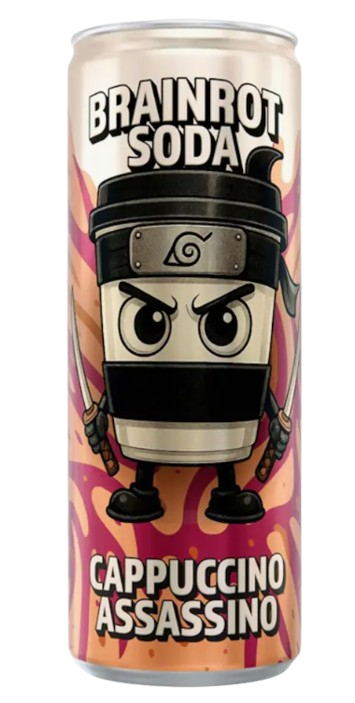 Brainrot Soda Capuccino Assasino Raspbery Cotton Candy No Sugar 250ml