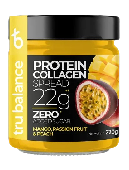 Tru Balance Protein Collagen Spread 22g Protein Zero Sugar Mango Passion Fruit Peach 220g