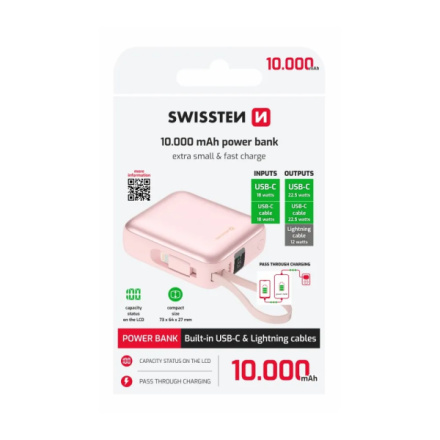 SWISSTEN PowerBank 10000mAh ΡΟΖ Χρώμα