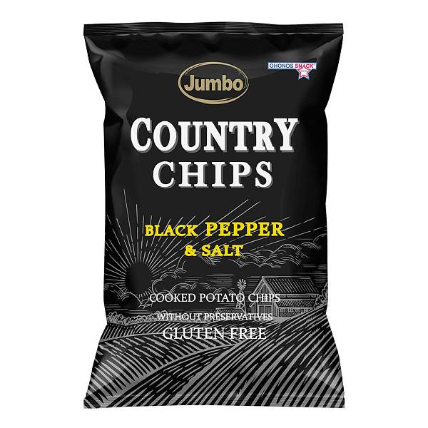 Jumbo Country Chips με Μαύρο Πιπέρι & Αλάτι 150g