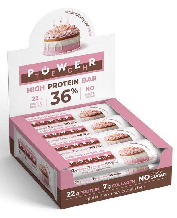 Powertech Μπάρα Πρωτεΐνης με Γεύση Vanilla Birthday Cake Κουτί 12x65gr
