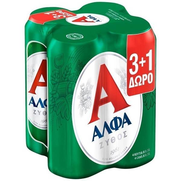 ΑΛΦΑ ΚΟΥΤΙ 4 τεμάχια 500ml (3+1 ΔΩΡΟ)