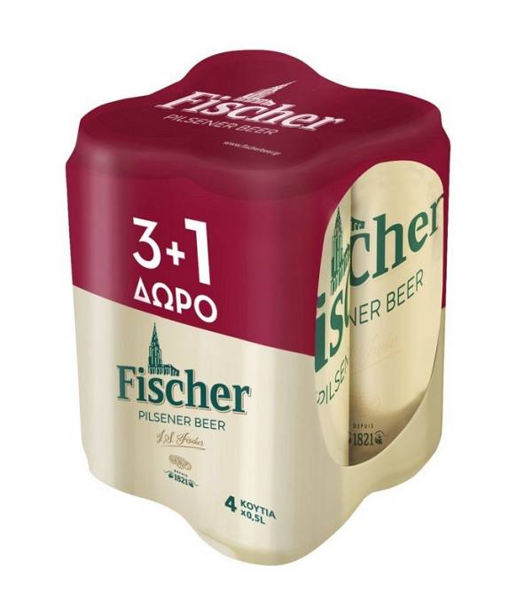 Fischer Pilsner Μπύρα Κουτί 500ml 3+1 Δωρο