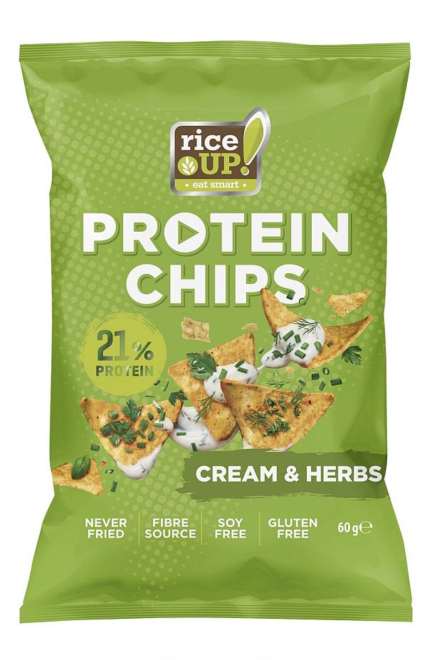 Rice Up Protein Chips Με 21% Πρωτείνη Cream & Herbs 60g