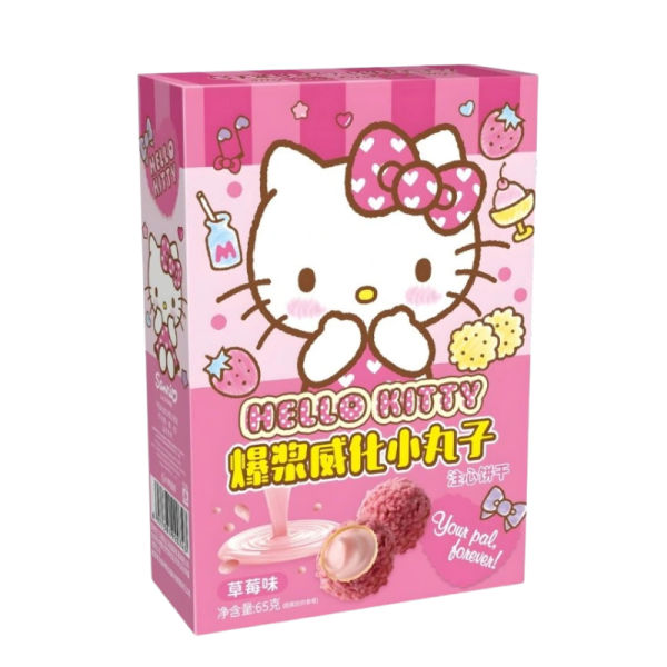 Hello Kitty Wafer Balls Μπισκότα Μπαλίτσες με Γέμιση Φράουλα ASIA 65g