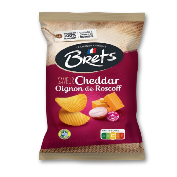 Brets Le Chipsier Francais Πατατάκια Saveur με Γεύση Cheddar & Κρεμμύδι ROSCOFF 125g
